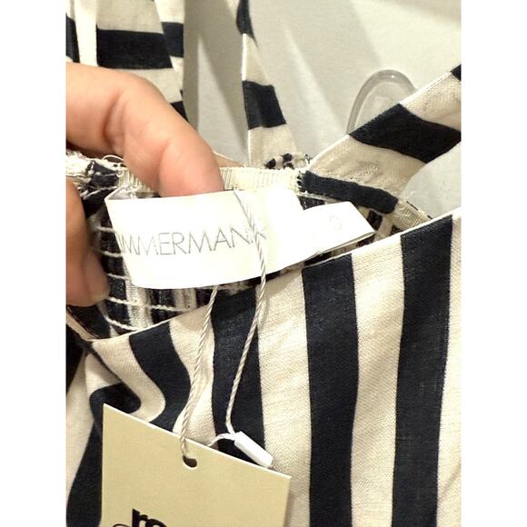 Zimmermann Honour Sleeveless Linen Chevron Maxi Dress Black White Size 0 / XS - Picture 4 of 5